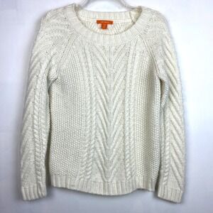 Joe Fresh Sweater Womans M Ivory Cable Knit Crew Neck Pullover Capsule